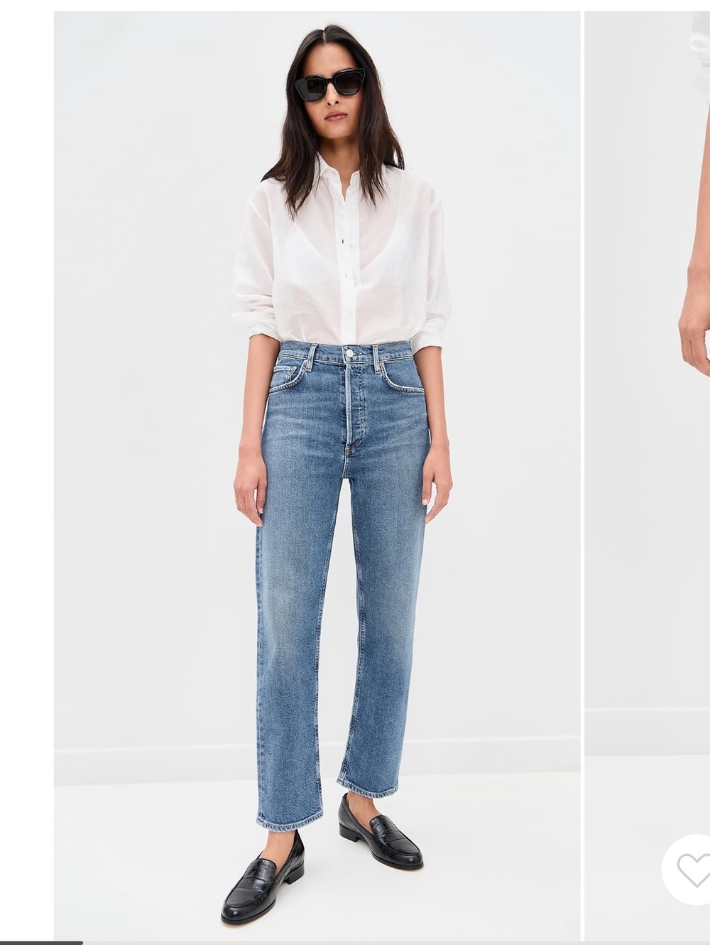 Agolde 90s pinch crop Straight Leg Jeans in Medium Blue Wash Overcast
